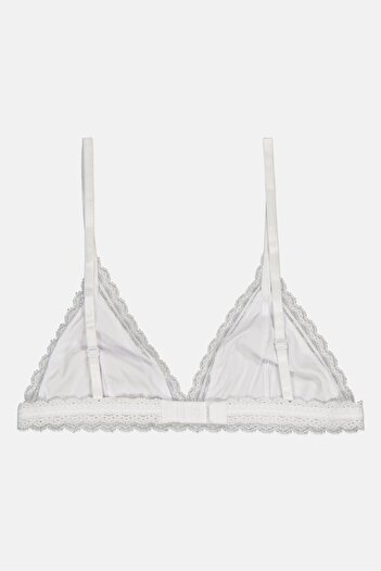NA-KD Women Textured Non-Padded Lace Bra, White