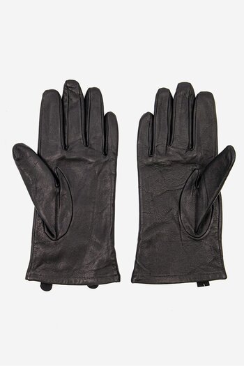 Tchibo Women Plain Leather Gloves, Black
