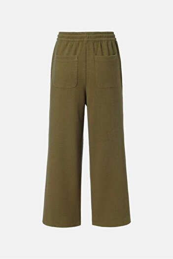 Tchibo Women Modern Leg Textured Culottes Pants, Olive