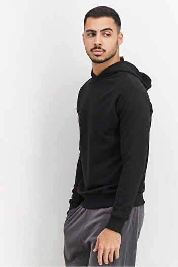 Baldinini Men Hooded With Drawstring Logo Sweatshirt, Black