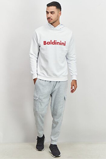 Baldinini Men Hooded Long Sleeve Sweatshirt, White