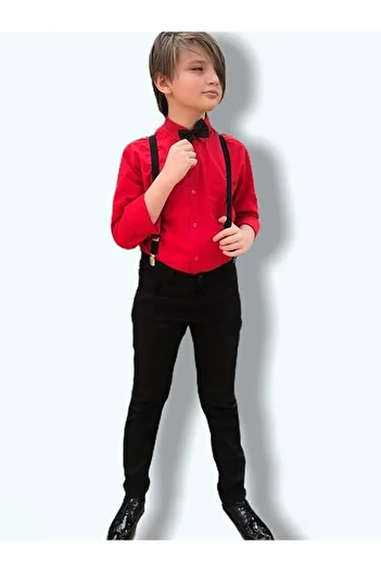 Mnk Strappy Boy's Shirt Suit Red
