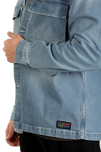 Lee Cooper Karela Erkek %100 Pamuk Jean Gömlek Heimdall Blue Light