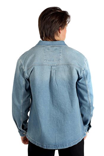Lee Cooper Karela Erkek %100 Pamuk Jean Gömlek Heimdall Blue Light