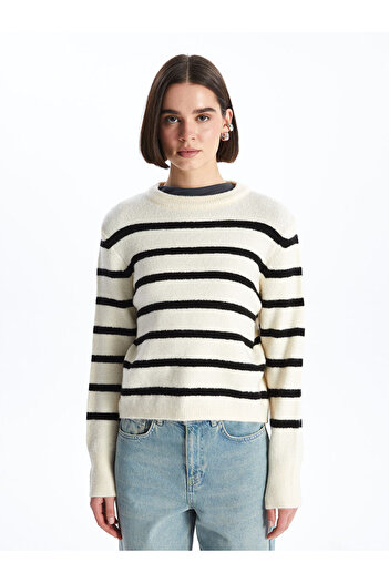 LC Waikiki Striped Crew Neck Long Sleeve Women's Knitwear Sweater