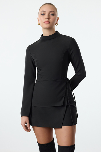 Trendyol Collection Mini Detailed Black Lacing Shorts Skirt Jumpsuit