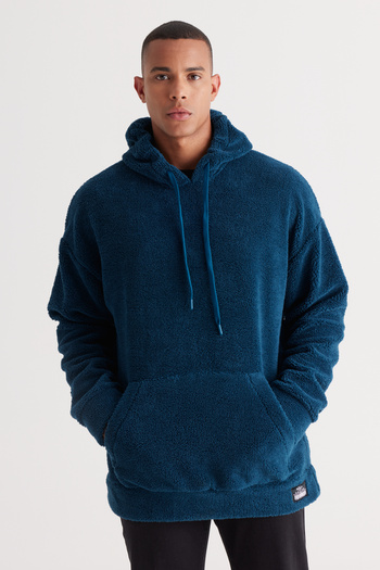 AC&Co / Altınyıldız Classics Ανδρικό φούτερ Sherpa με κουκούλα Oversize με κουκούλα φλις