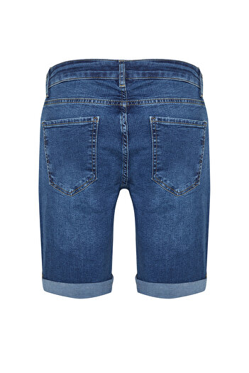 Trendyol Collection Šortky Skinny Fit Medium Blue Denim - TMNSS21SR0486