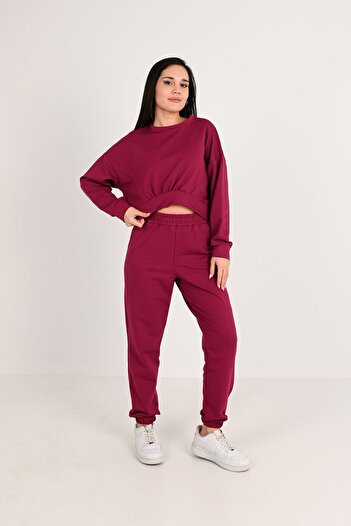 Koza Butik Γυναικείο Σετ αθλητικής φόρμας Gathered Crop μπροστά 3982-24