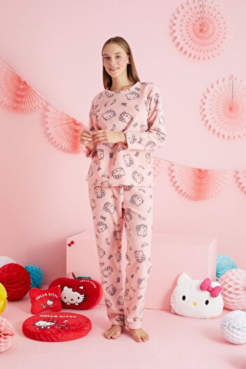 Siyah İnci Hello Kitty Licensed - Σετ πιτζάμες με πολύχρωμο γιακά μπισκότου HK315