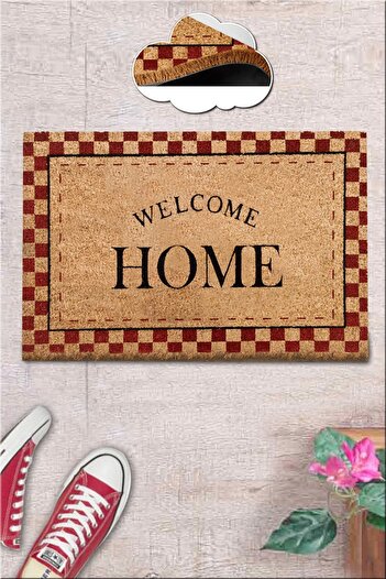 Chilai Home Coco Glamour Red Natural Koko Mat, Bristle Door Mat