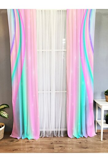 Evmila Colorful Single Wing Background Curtain - Baby and Children's Room