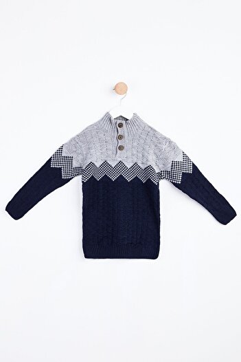 TOFİSA Boy's Navy Blue Sweater - 24098