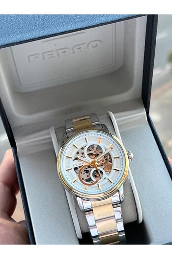 FERRO Men's Wristwatch Ef.3139-D - 2 Years Warranty, 3 Atm Waterproof, Automatic Mechanism and Steel Band