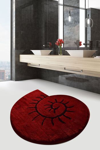 Chilai Home Helix Red Bathroom Rug - Acrylic with Washable and Non-Slip Base