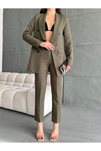MYGİYİMİSTANBUL Blazer Jacket and Trousers Set - Button Detailed