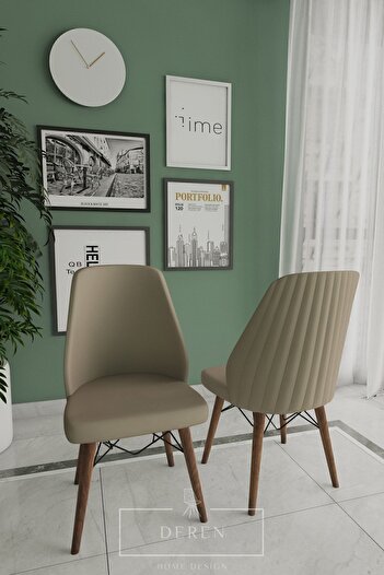 DEREN HOME Alfa Serisi, 80x132 Açılabilir Mdf Yemek Masası Takımı 6 Adet Cappucino Sandalye