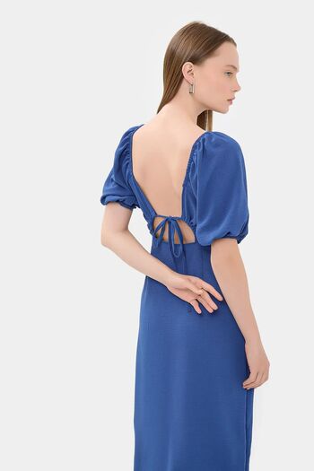 Hiccup Side Slit Heart Collar Midi Dress