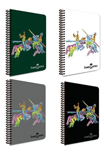 Faber Castell KNİGHTS PLASTIC COVER SPIRAL BOOK 70 GRA4 80 YPCHECKED – 4 PIECES