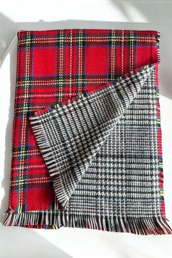 BAHELS Double Sided Plaid Pattern Puffy Wool Scarf Shawl