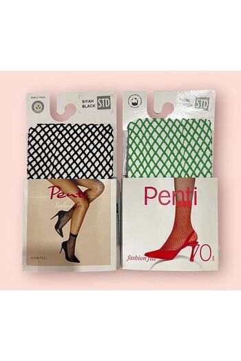 Penti Women's Multicolored Fishnet Socks, Pack of 2