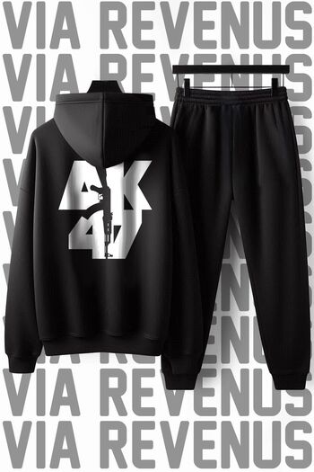 Vordevia Σετ φόρμας με κουκούλα AK47 με εμπριμέ Unisex φαρδύ ύφασμα