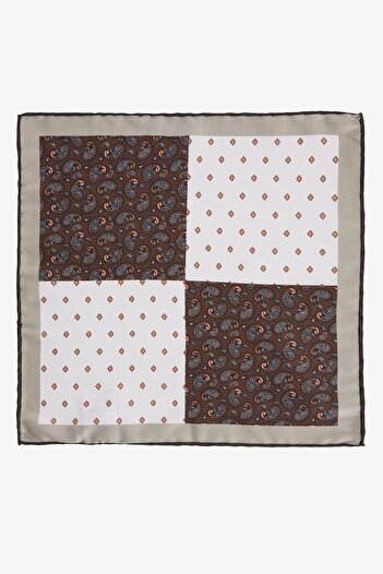 ALTINYILDIZ CLASSICS Men's Handkerchief - Brown and Beige Patterned