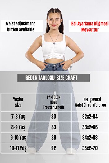 Jannock Kız Çocuk Baggy Kot Jean Pantolon