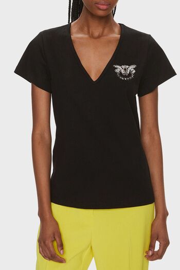 PİNKO Pinko Cotton Regular Fit V Neck T Shirt T SHIRT100372A1R7Z99