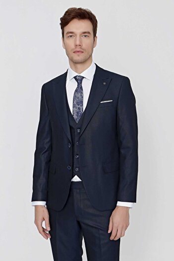 Morven Ανδρικό Κοστούμι Ζακάρ Slim Fit Slim Fit με γιλέκο