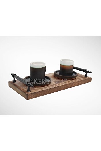 IMKER HOME Dekoratif Ahşap Stand Sunum Tahtası Mutfak Düzenleyici Sosluk Yağdanlık Yağlık Sıvı Sabun Altlığı