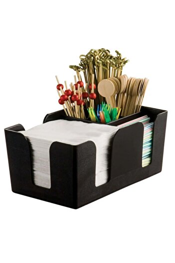 adin tasarım Set of 2 Cafe Bar Table Kitchen Napkin Holder Organizer - Straw Holder and Countertop Cleaning Brush