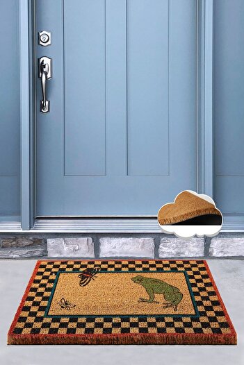 Chilai Home Coco Frog Red Natural Koko Mat, Bristle Door Mat