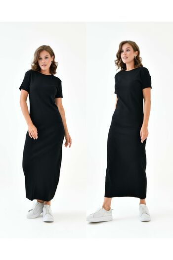 mirach 2-pack - Black and Black Corduroy Long Dress, Short Sleeve and Sweat-proof Underwear