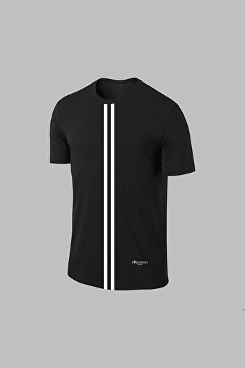 POSEIDON STORM Μαύρο ανδρικό μπλουζάκι - Dri Fabric, για πεζοπορία και τρέξιμο, O-Neck, S-3xl