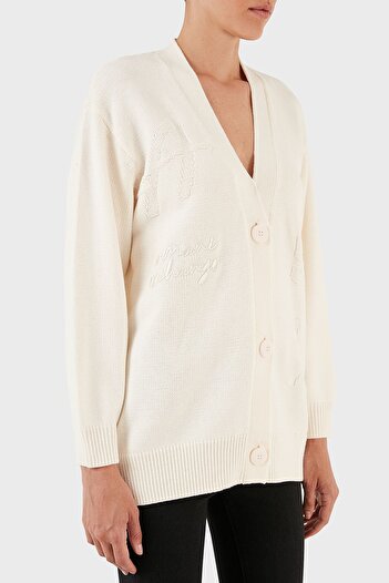 Armani Exchange Logo Yazılı Pamuklu Relaxed Fit Düğmeli Triko Hırka HIRKA 6RYE1A YMV3Z 1130