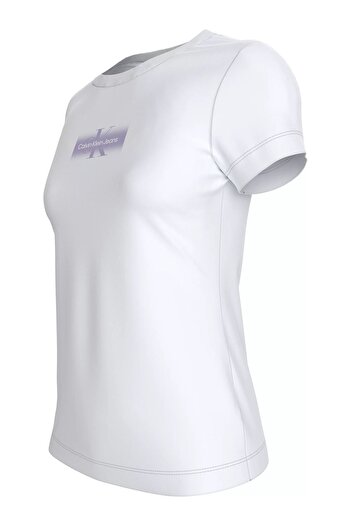 Calvin Klein White Women's Slim Fit OUTLINED CK T-Shirt