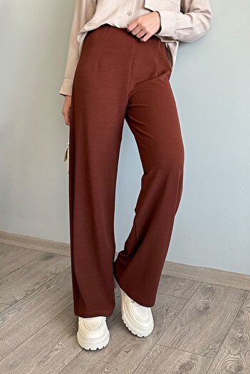 InStyle Παντελόνι Palazzo Bitter Brown Darted