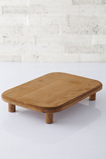 ANJEAHOME Meru Natural Rectangular Leg Wooden Stand Service Presentation