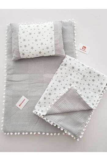 ilkimbebe Baby Products - Blanket Bottom Opening Set, Cushion, Muslin, Baby Pillow, Newborn, Crib