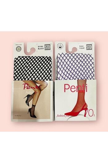 Penti Women's Multicolored Fishnet Socks, Pack of 2