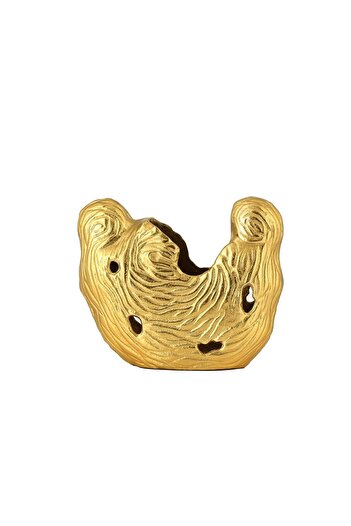 Vitale Gold Decorative Cative Vase - 26X9X22 cm Ak.Iu0383