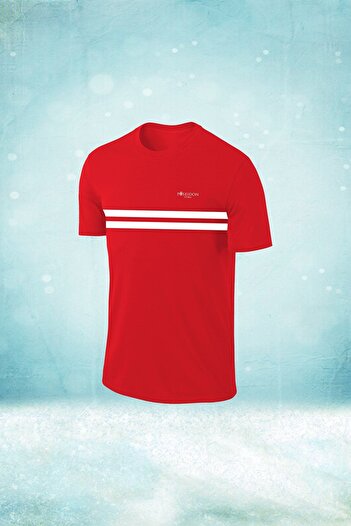POSEIDON STORM Men's Red T-Shirt - Crew Neck, Fit Fabric, Unprinted, Short Sleeve, S-3Xl
