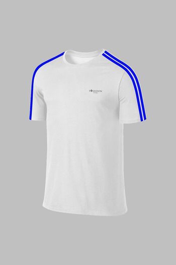 POSEIDON STORM Men's White Dri-Fit T-Shirt - for Walking and Running, Crew Neck, S-3Xl