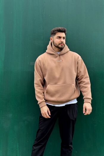 GUARAZ Φούτερ με κουκούλα Unisex Milk Brown Oversize Fleece