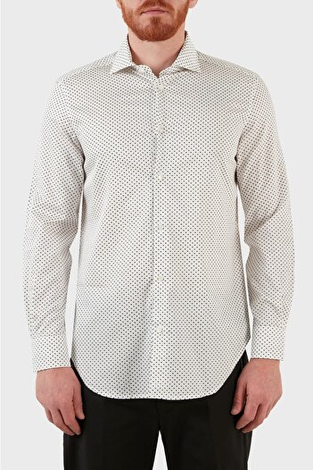 Emporio Armani Бавовняна сорочка з малюнком, прямий крій, чоловіча сорочка 3l1c86 1npbz F133