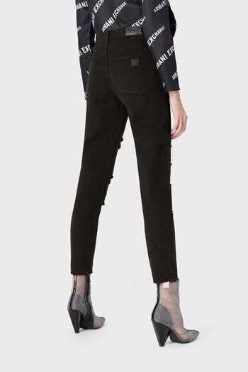 Armani Exchange Βαμβακερή ψηλή μέση Slim Fit με σχισμένη λεπτομέρεια J51 Jeans Pantalon 3RYJ51 Y1HRZ