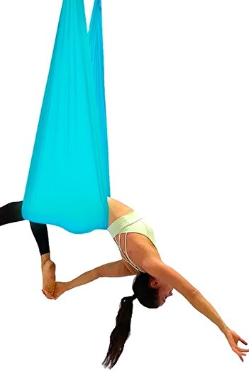Bundeba Yoga Fly Hamağı Mavi Tavana Askılı Yer Çekimsiz Fitness Pilates Hava Akrobasi Egzersiz Denge Aleti