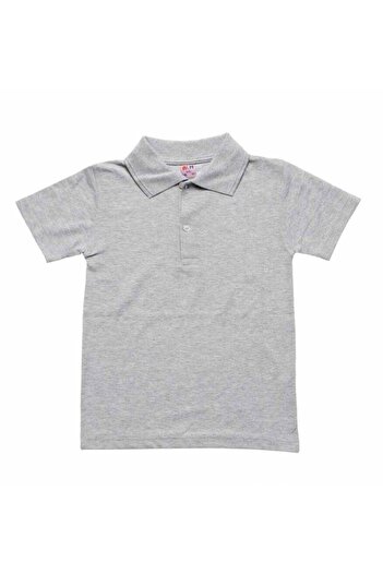 Alme Gray Short Sleeve Straight Collar 6-16 Years Old Child School Lakos T-Shirt T-shirt - 80238-grey