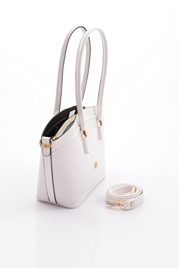 DGN Women's Oval Bag White Crocodile 211273622